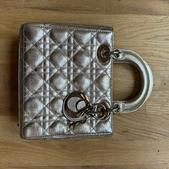 Dior Silver Mini Bag with Quilted Cannage Pattern - Picture 11 of 17